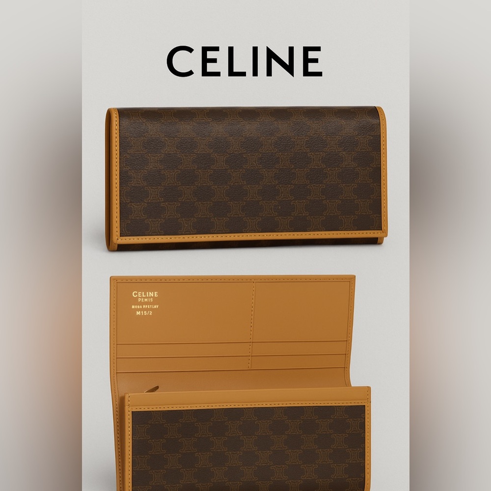 Celine Brown Macadam Monogram Long Wallet